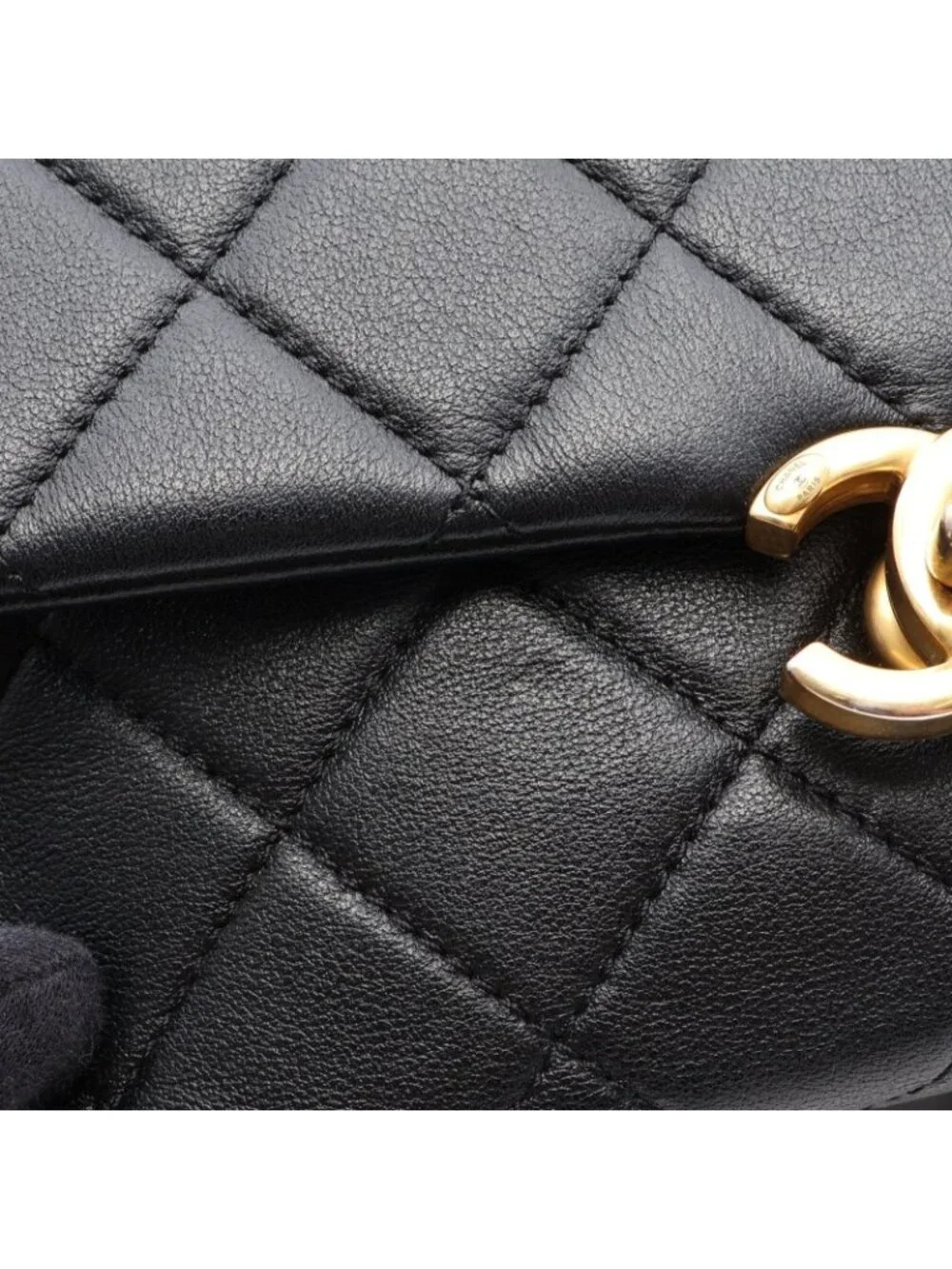 Chanel Shoulder Bag Quilted Black Lambskin Small Flap Chain